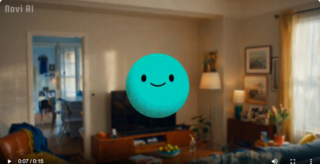 Ping, a small glowing teal orb sidekick character